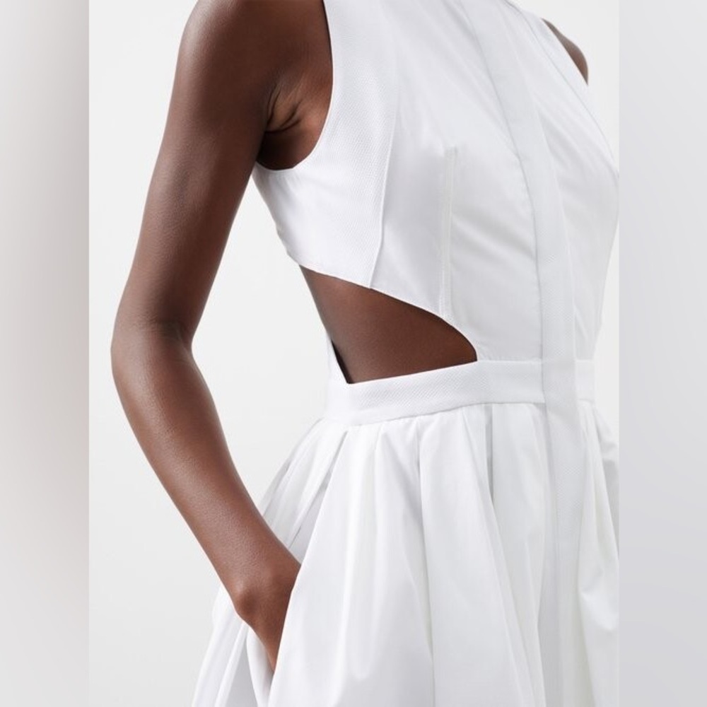 Alexander McQueen Cutout Poplin Midi Dress White XL - Picture 4 of 16
